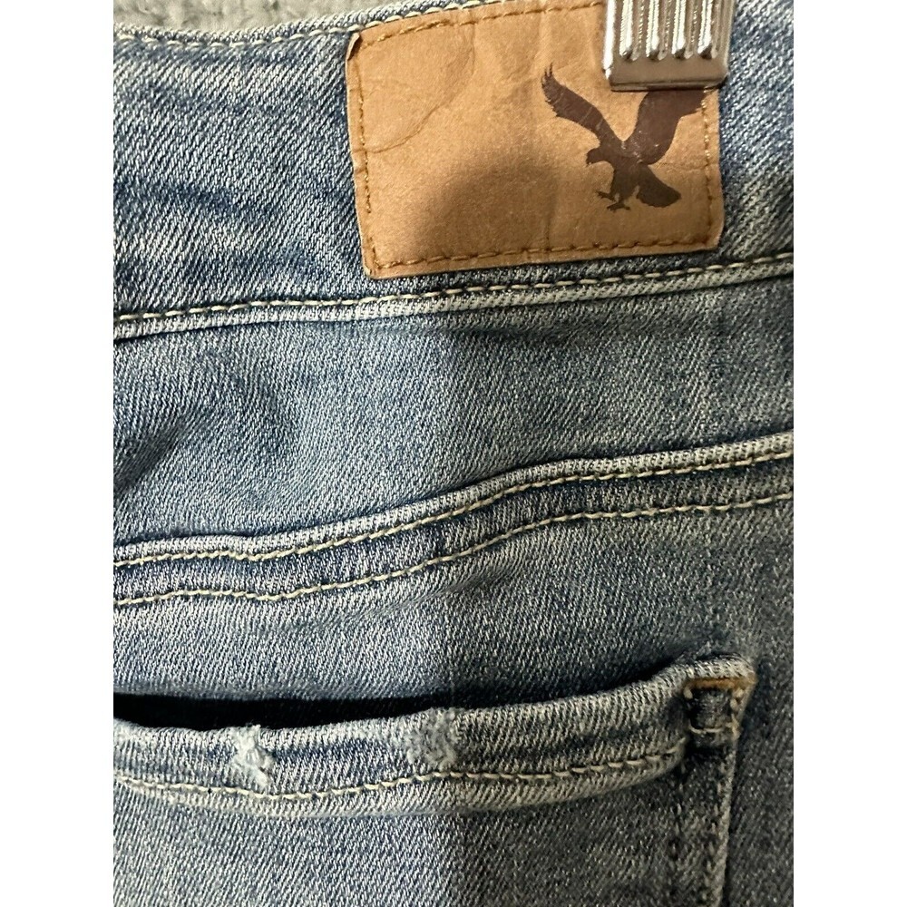 American Eagle Distressed Blue Jean Mini Skirt Women's 100% Cotton Size 4 - Picture 6 of 8